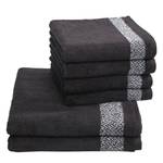 Serviettes de toilette Borgo Coton - Noir / Blanc