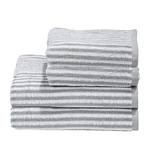 Set handdoeken Day Stripes II (4-delig) katoen - Wit/zilverkleurig