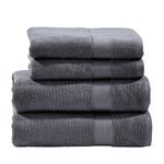 Set de 4 serviettes de toilette Deluxe Étoffe de coton - Anthracite