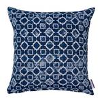 Housse de coussin T-Navy Tiles Tissu - Bleu foncé / Blanc