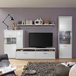 Highboard Kushiro III hoogglans wit/grijs - Glazendeur links