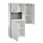 Highboard Kushiro III hoogglans wit/grijs - Glazendeur links