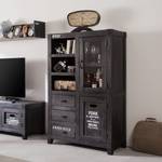 Buffet haut Keyport I Manguier massif - Gris cendres / Noir