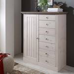 Highboard Lyngby massief grenenhout - Grenenhout wit/Grenenhout steengrijs