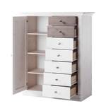 Highboard Lyngby II massief grenenhout - wit/truffelkleurig grenenhout