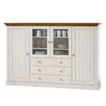 Highboard Lyngby massief grenenhout - Wit grenenhout/amberkleurig grenenhout