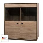 Hoge kast Malpas I: Stirling eikenhouten Bruin - Plaatmateriaal - Glas - 121 x 131 x 41 cm