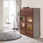 Highboard Solano I Nussbaum / Platingrau - Mit Beleuchtung