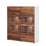 Highboard Solano I Notenboomhout/wit - Met verlichting