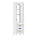 Commode haute Asheville Pin partiellement massif Blanc vintage Meuble range bouteille