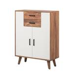 Hoge commode Nilsson deels massief sheeshamhout/wit