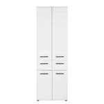 Armoire haute Storm 4 portes - Blanc / Eléments noirs