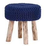 Sgabello Cooma Eucalipto massello/Cotone Blu scuro