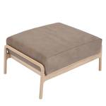 Hocker Fleek Echtleder / Eiche massiv - Sandgrau