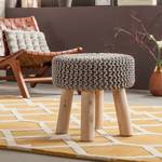 Hocker Macau Eucalyptus massiv / Baumwollstoff