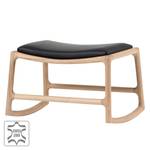 Tabouret Taasia Cuir véritable / Chêne massif - Noir