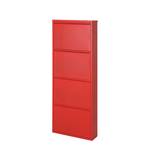 Schuhkipper Cabinet Rot - 4 Klappen - Höhe 140 cm - Höhe: 140 cm