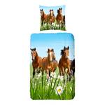 Jersey-Bettwäsche Horses Baumwollstoff - Mehrfarbig - 135 x 200 cm + Kissen 80 x 80 cm