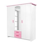 Armoire Biotiful 3 portes avec miroir Blanc et rose