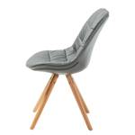 Chaises Piombino (lot de 4) Hêtre massif Imitation cuir - Beige / Hêtre naturel - Gris / Hêtre