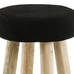 Tabouret de bar Abbeville Teck massif - Noir / Teck naturel