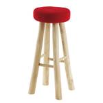 Tabouret de bar Abbeville Teck massif - Rouge / Teck naturel