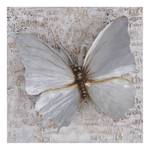 Impression d’art Schmetterling shining Beige - Blanc - Textile - 80 x 80 x 3.5 cm