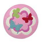 Tapis pour enfants Butterfly Party Rose foncé - Textile - 100 x 10 x 100 cm