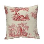 Housse de coussin Ecru / Motif rouge - 60 x 60 cm