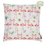 Housse de coussin Key West Tissu - Blanc / Rose - 50 x 50 cm