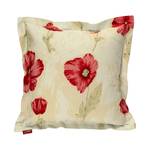 Housse de coussin à volant plat Coquelicots - Crème - 40 x 40 cm