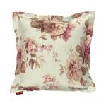 Housse de coussin à volant plat Bordeaux / Roses beige - 40 x 40 cm