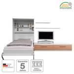 Wandklapbed combinatie Majano Wit / Kernbeukenhout - 140 x 205 cm - Bonell-binnenveringmatras