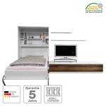 Wandklapbed combinatie Majano Wit/notenboomhouten look - 140 x 205 cm - Bonell-binnenveringmatras