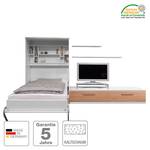 Wandklapbed combinatie Majano Wit / Kernbeukenhout - 140 x 205 cm - Koudschuimmatras