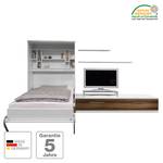 Wandklapbed combinatie Majano Wit/notenboomhouten look - 140 x 205 cm - Schuimstofmatras