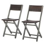 Chaises pliantes Saronno (lot de 2) Acier / Polyrotin Anthracite Marron