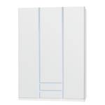 Armoire à vêtements Bibo II Blanc alpin /  Denim bleu - Largeur : 135 cm - 3 portes - 2