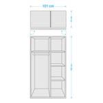 Armoire à vêtements Fabric I (2 portes) Frêne gris avec imprimés décoratifs