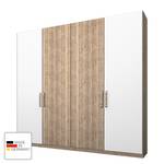 Armoire à  vêtements Lea Imitation chêne clair de San Remo / Blanc Alpin - Largeur : 200 cm - 4 portes - Sans portes miroir