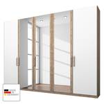 Armoire à  vêtements Lea Imitation chêne clair de San Remo / Blanc Alpin - Largeur : 250 cm - 5 portes - 3 miroir