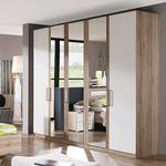 Armoire à  vêtements Lea Imitation chêne clair de San Remo / Blanc Alpin - Largeur : 250 cm - 5 portes - 3 miroir