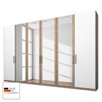 Kleiderschrank Lea Eiche Sanremo hell Dekor/Alpinweiß - Breite: 300 cm - 6 Türen - 4 Spiegeltüren