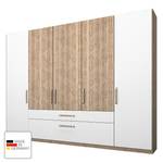 Kleiderschrank Lea mit Schubkästen Eiche Sanremo hell/Alpinweiß - Breite: 250 cm - 5 Türen - Ohne Spiegeltür/-en