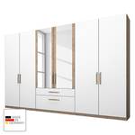 Kleiderschrank Lea mit Schubkästen Eiche Sanremo hell/Alpinweiß - Breite: 300 cm - 6 Türen - 2 Spiegeltüren