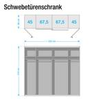 Combikast Lotto I Modderkleurig eikenhout look/Zwarte eikenhouten look - Breedte: 225 cm - Zonder passe-partout lijst