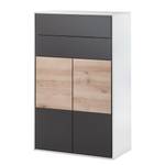 Commode Bodo beukenhouten look/basaltkleurig/mat wit