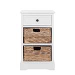 Commode Carrie Pin massif - Blanc / Beige