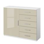 Commode Celle II Blanc alpin / Gris sable brillant