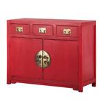 Kast China Town deels massief mangohout - Rood